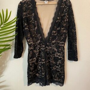 Elegant Black Lace Romper